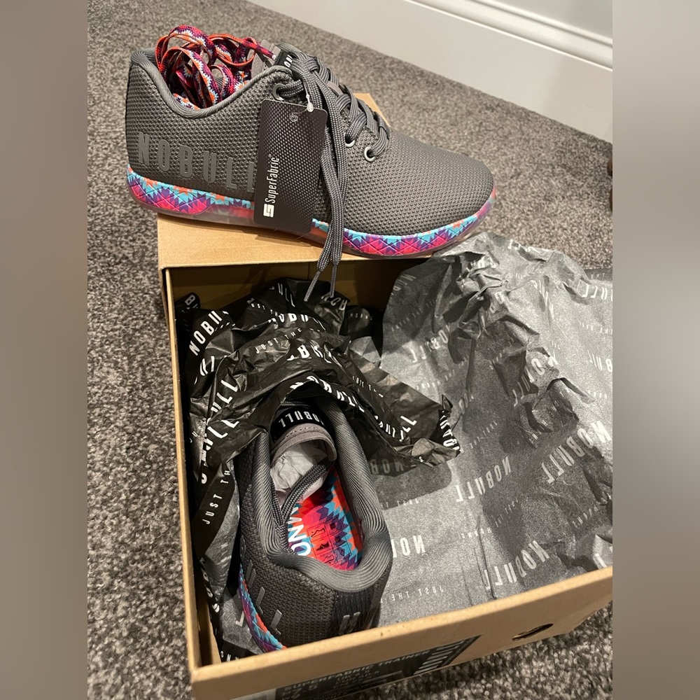 SOLD NOBULL Grey Patchwork Trainers BNWT